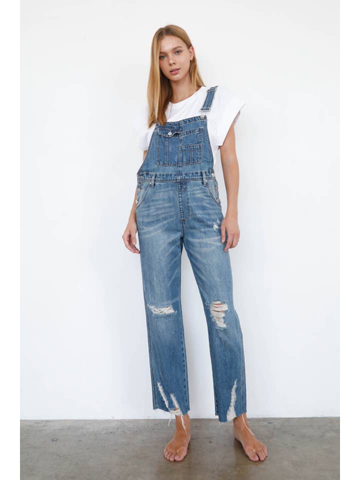 Insane Gene USA - Wholesale Overalls - Women's - Distressed Raw Hem Straight Overalls