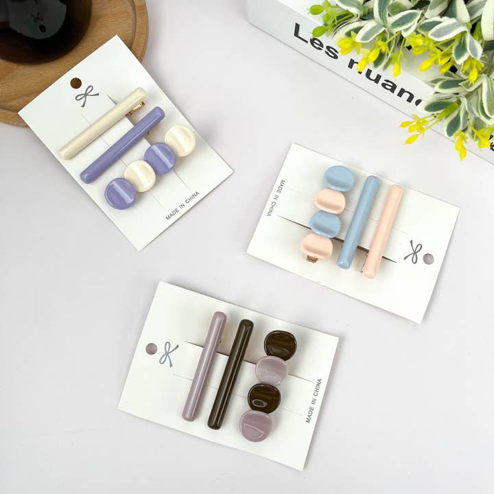 TheDivaSoap – wholesale Hårklämma - Dam – 3-pack färgglada hårklämmor i acetat, vårhårklämma