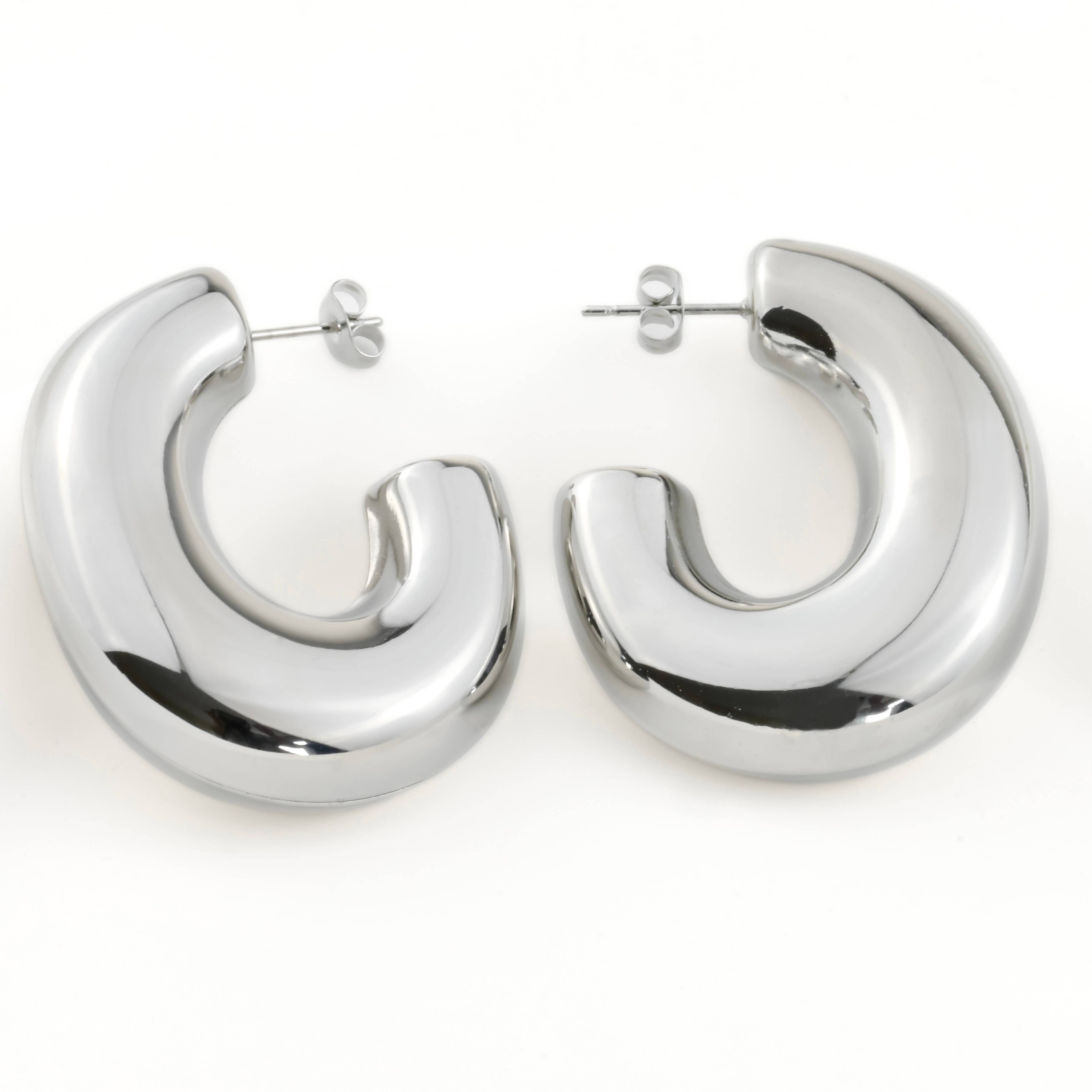 Blueyejewelry - Wholesale Hoop Earrings - Chunky Elongated Hoops - Oversized Thick Oval Hoop Earrings6