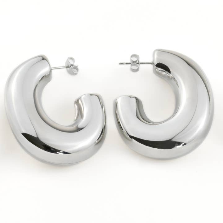 Blueyejewelry - Wholesale Hoop Earrings - Chunky Elongated Hoops - Oversized Thick Oval Hoop Earrings6