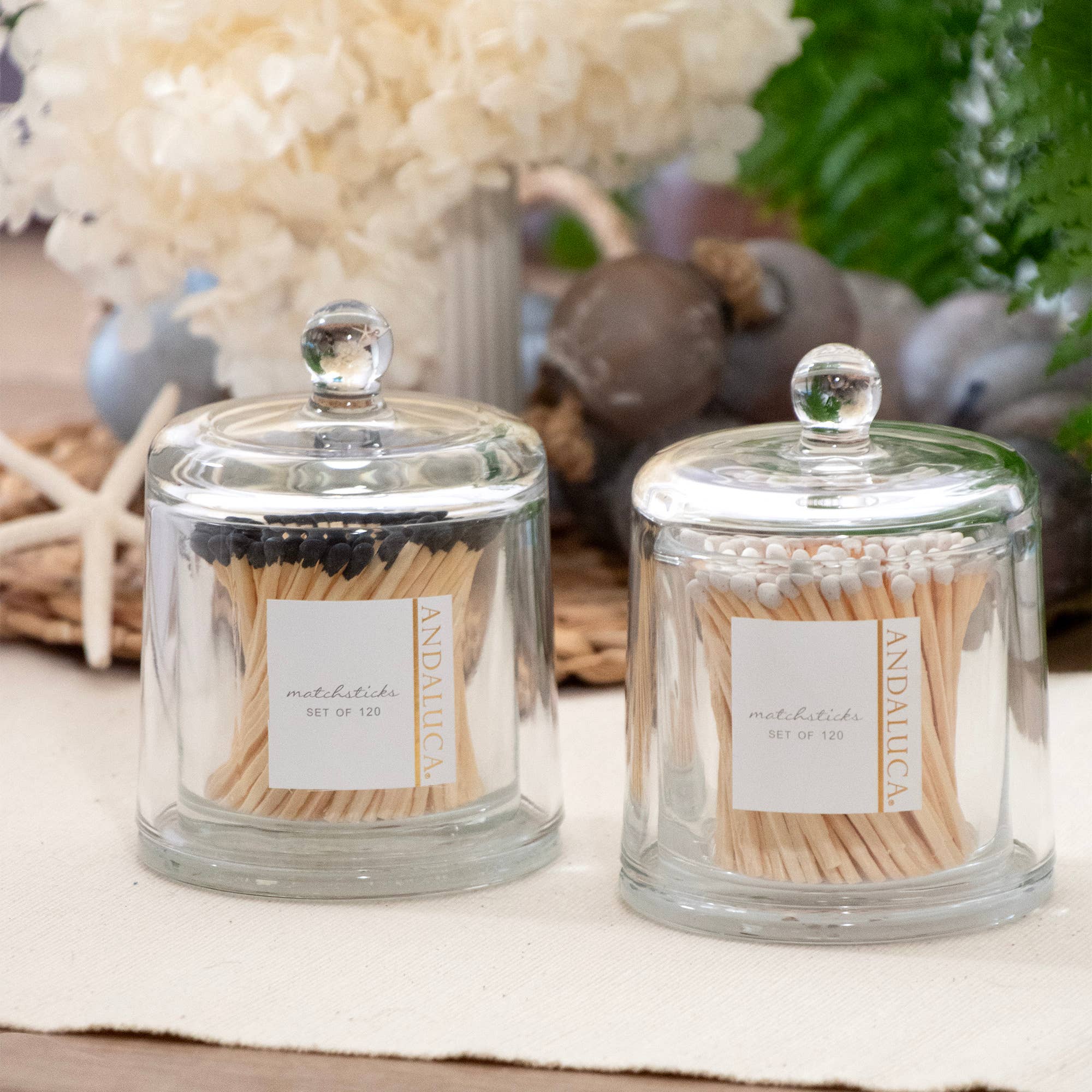 Andaluca - Wholesale Matches - Glass Jar with Lid & 120 Wooden Black Matches2