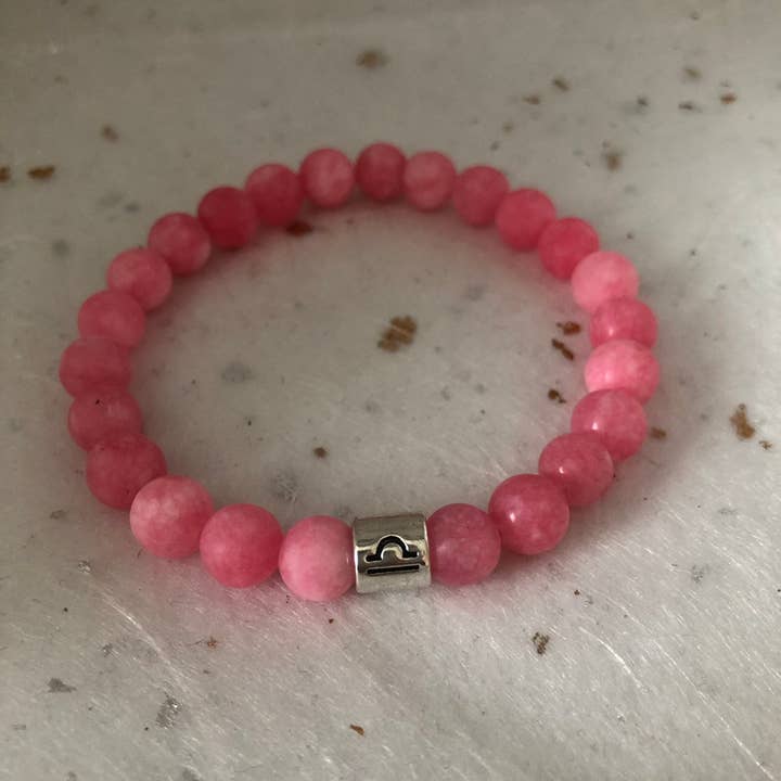Roze matte amazoniet weegschaal sterrenbeeld sterrenbeeld armband voor wholesale door Roshni Desai & Things