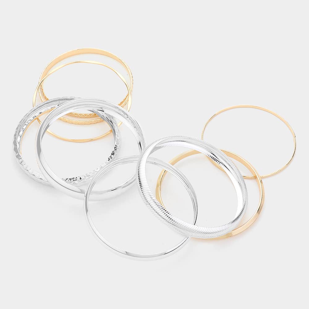 Sensibling Corp. - Wholesale Jewelry Set - 10PCS - Metal Multi Layered Bangle Bracelets
3