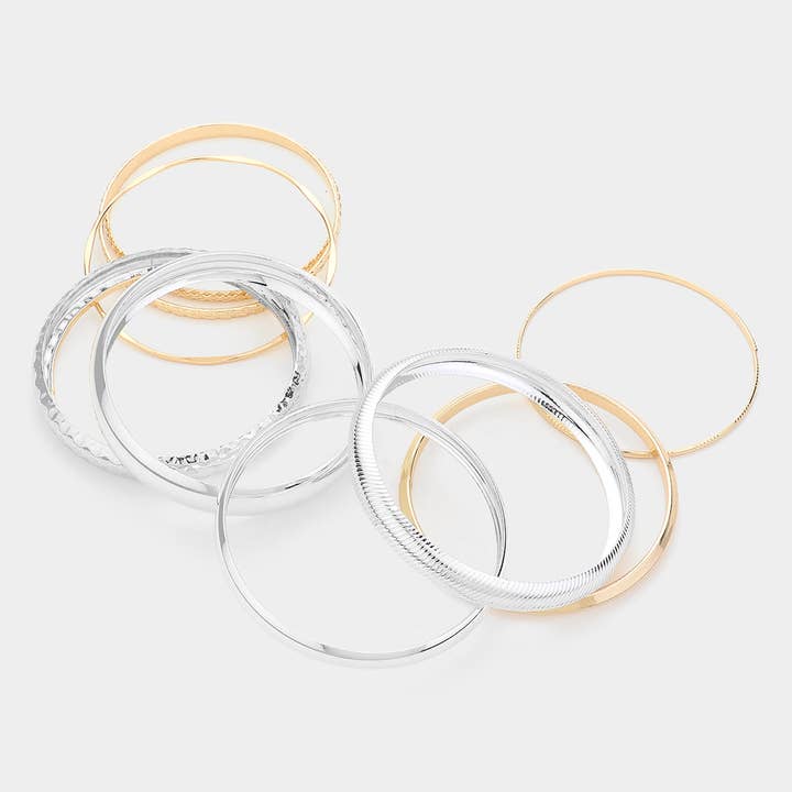 Sensibling Corp. - Wholesale Jewelry Set - 10PCS - Metal Multi Layered Bangle Bracelets
3