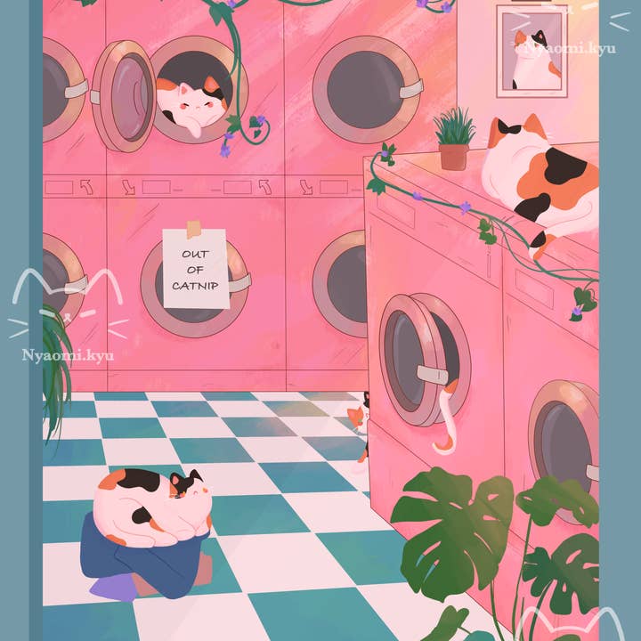 Impression de chats de lessive pour la vente par Nyaomikyu