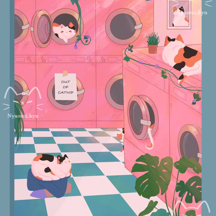 Impression de chats de lessive pour la vente par Nyaomikyu
