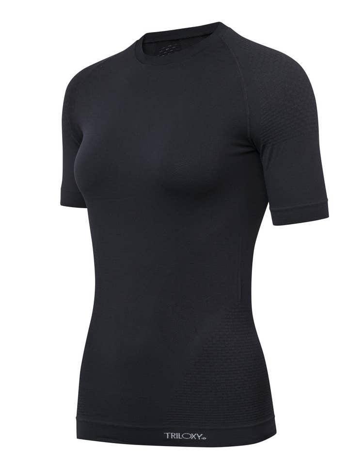 T-shirt FIR senhora manga curta - Preto - Dispositivo Médico por atacado de TRILOXY