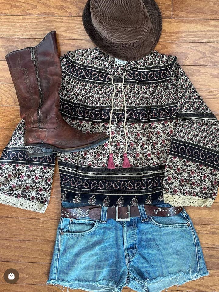 Blue Boheme - Wholesale Blouse - Women's - Bahiya Printed Blouse Vintage Brown4