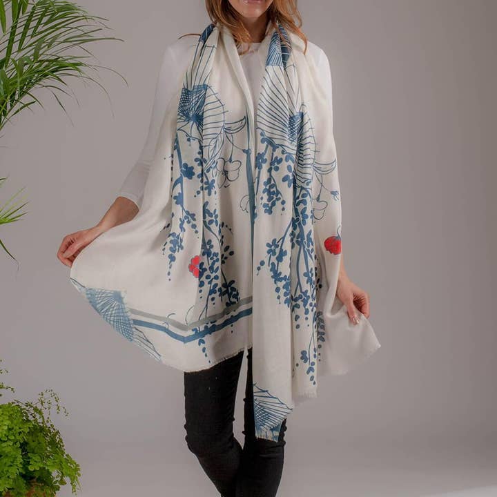 The Japanese Trilogy - Envoltura de seda y cachemira The Parasols para venta al por mayor de Black