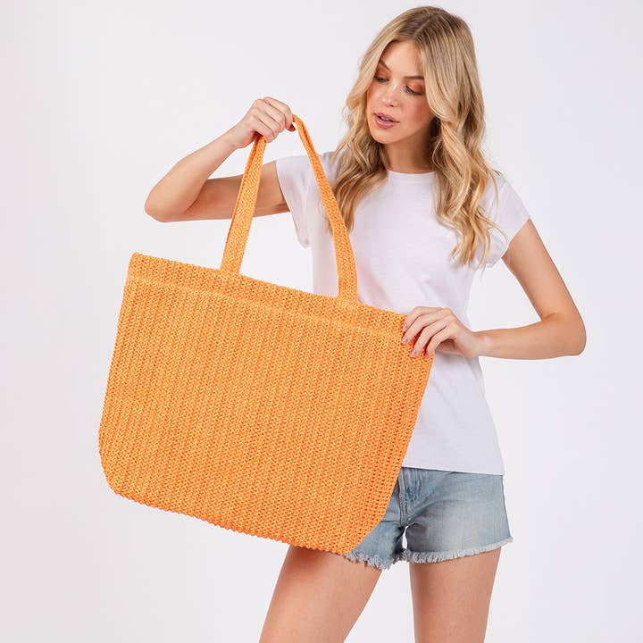 Sensibling Corp. - Wholesale Beach Bag - Solid Crochet Straw Tote Bag / Beach Bag
22