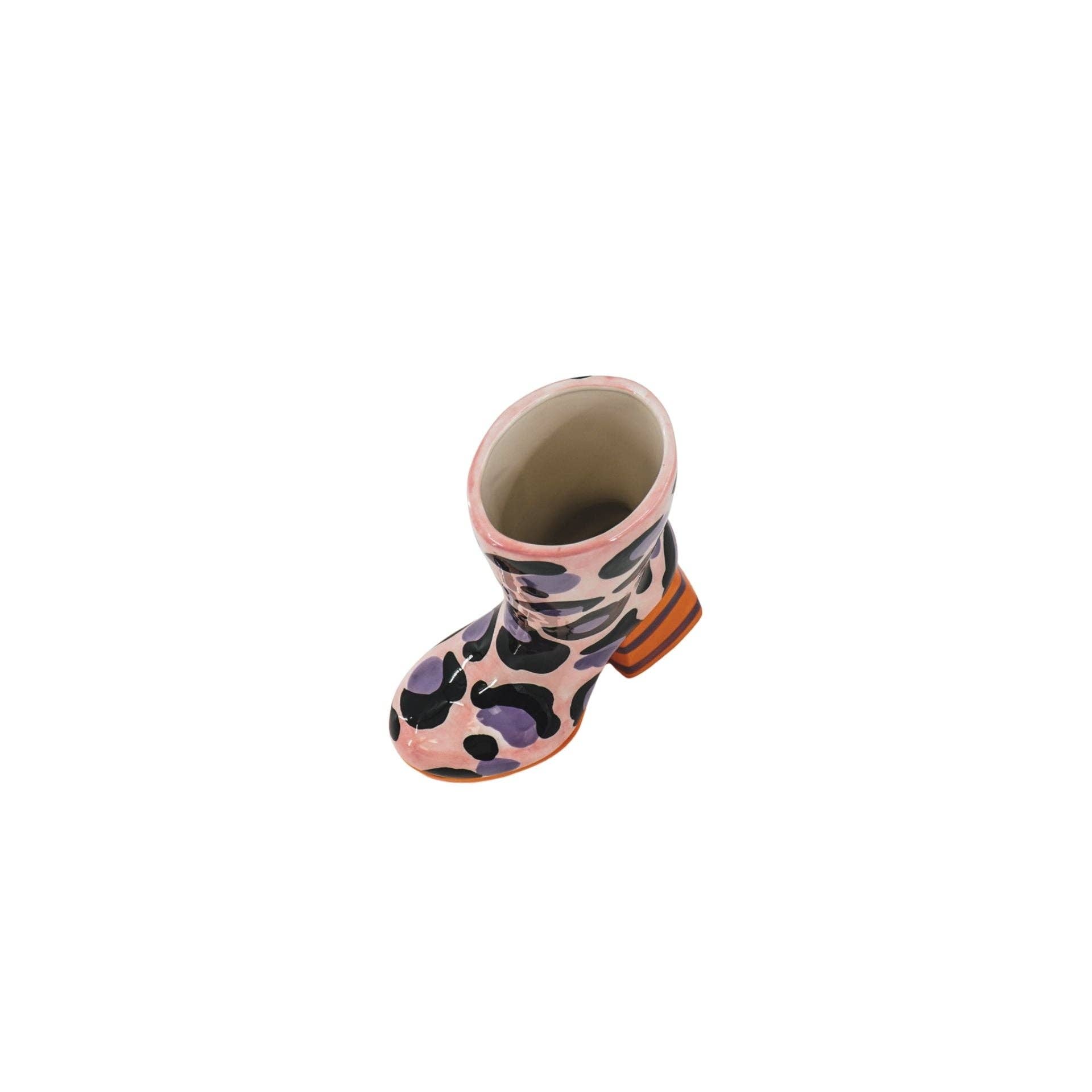 Housevitamin bv - Wholesale Vase - Flower Vase- Boot with Leopard Print Vase- Ceramics- Pink/ Orange-18x8x24 cm2