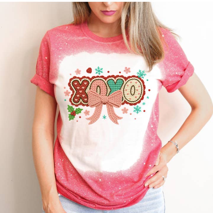 Xoxo Bleached Valentines Day Tee for wholesale by Hello Gorgeous Apparel