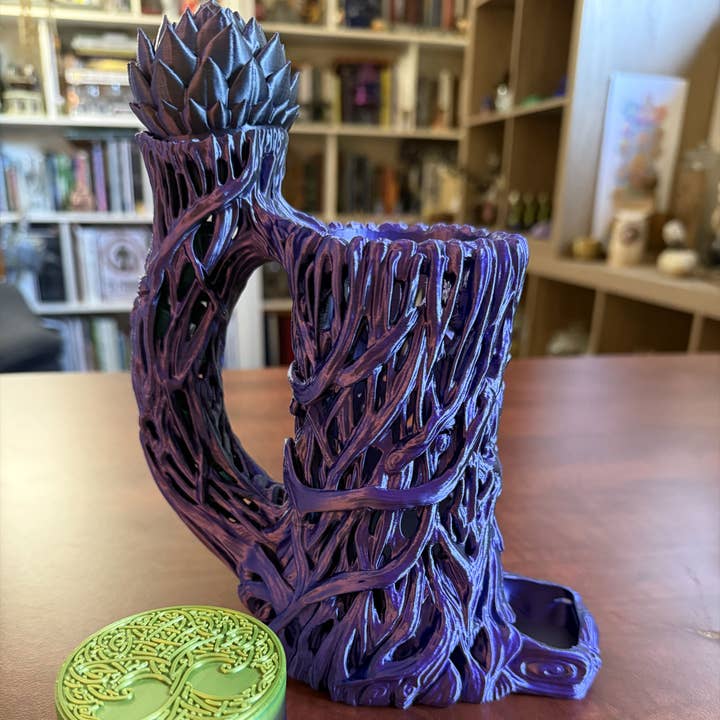 American Carver LLC - Wholesale Dice - Elvin Vine 12oz Dice Tower Mug | TTRPG, D&D, CoC