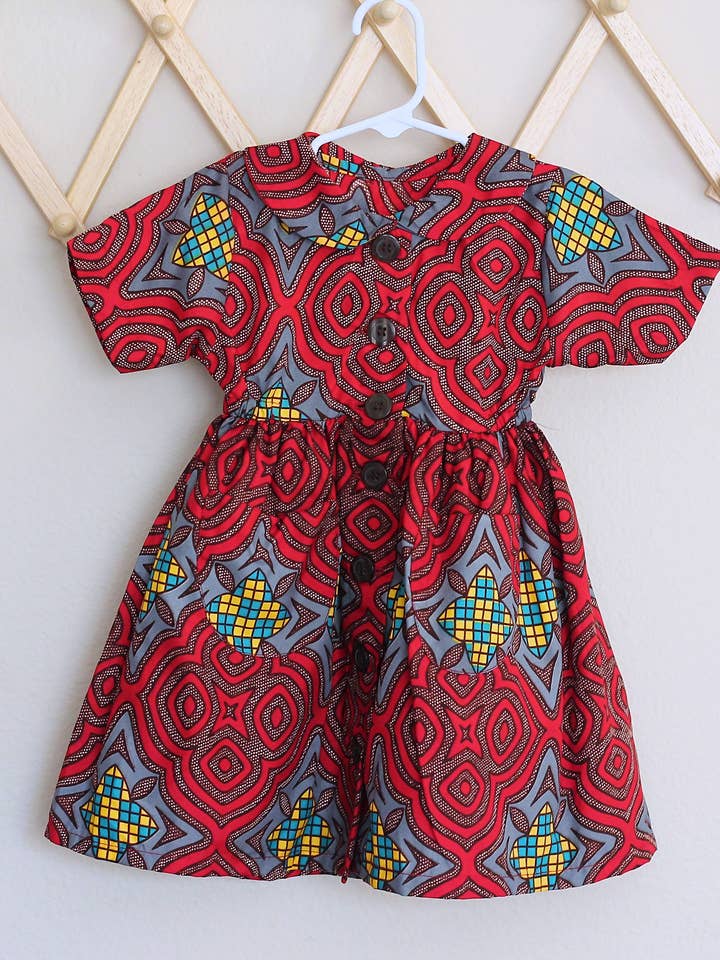 Kemi Kjole - Rød Skjoldede Glas for engroshandel hos Elisamama