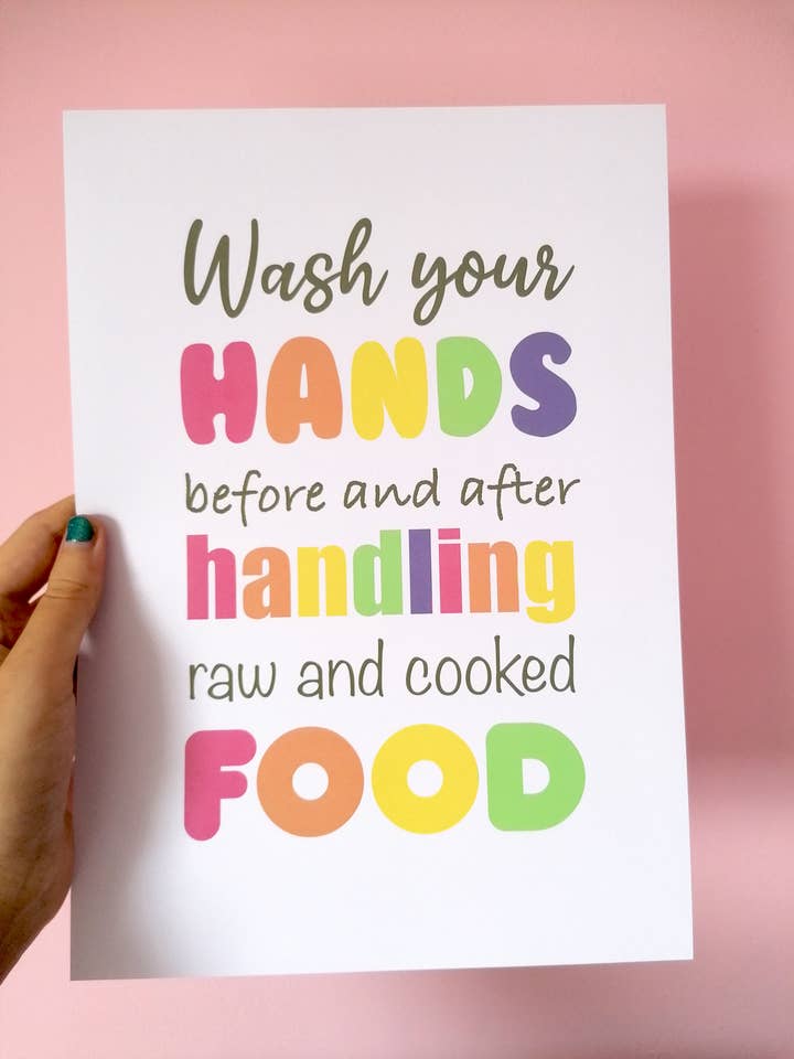 Kitchen Rules Poster, Wash Your Hands-Schild, A4-Kunstdruck für den Großhandel von KimspirationCrafts
