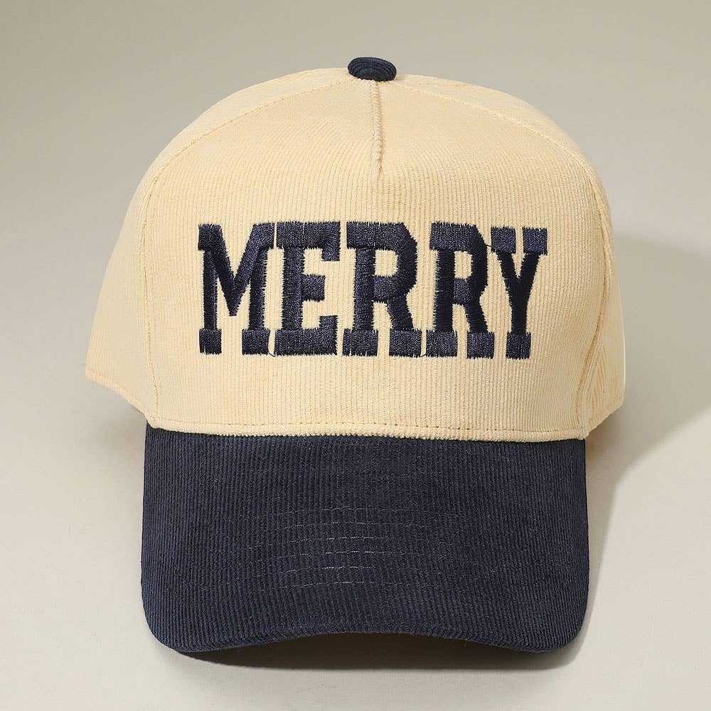 Sensibling Corp. - Wholesale Baseball Cap - Women's - MERRY Message Embroidered Corduroy Baseball Cap6