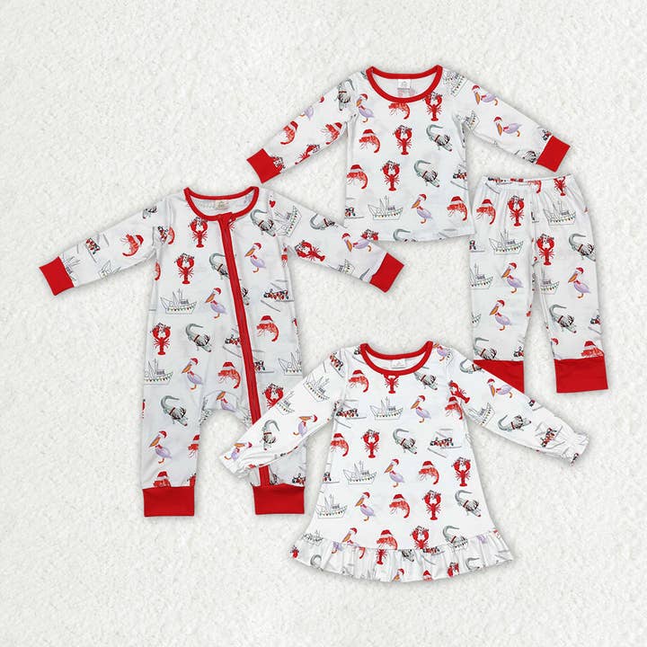 Baby Kids Christmas Crawfish Sibling Rompers Dresses Clothes Sets for wholesale by Aier Wholesale