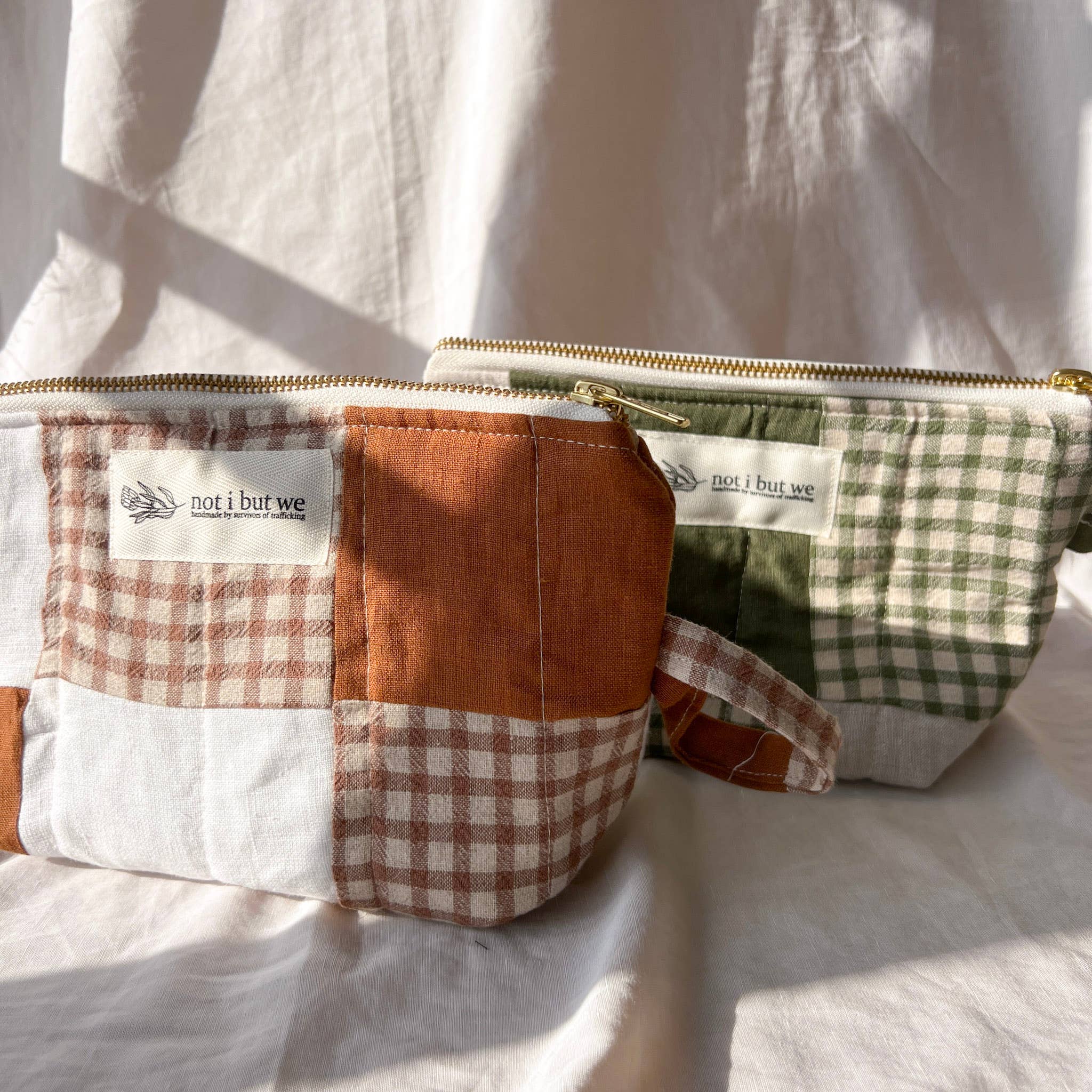 Not I But We - Wholesale Makeup/Cosmetic Bag - Quilted Patchwork Cosmetic Pouch | Upcycled Linen Makeup Bag13