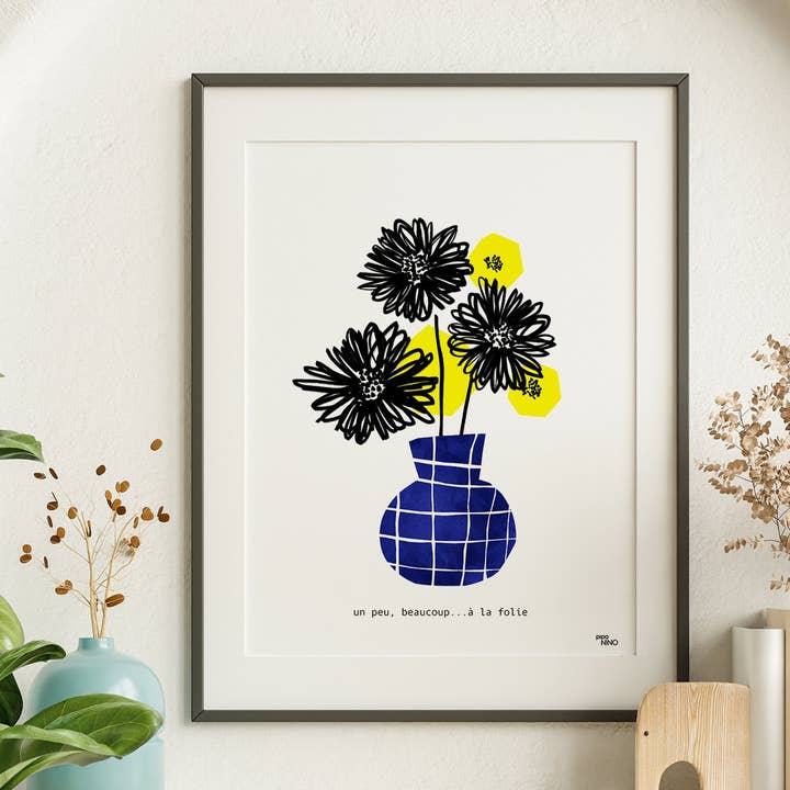Affiche Fleurs - vase bleu pour la vente par Piponino