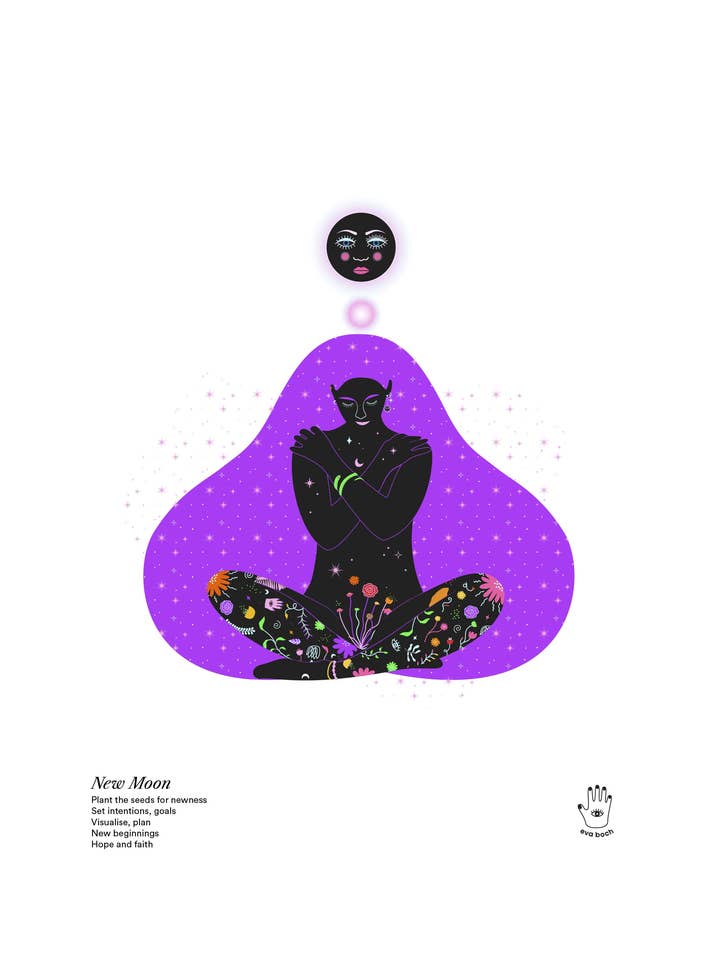 New Moon Energy Art Print, Wall Art Print, Poster, Illustration for wholesale by Eva Boch