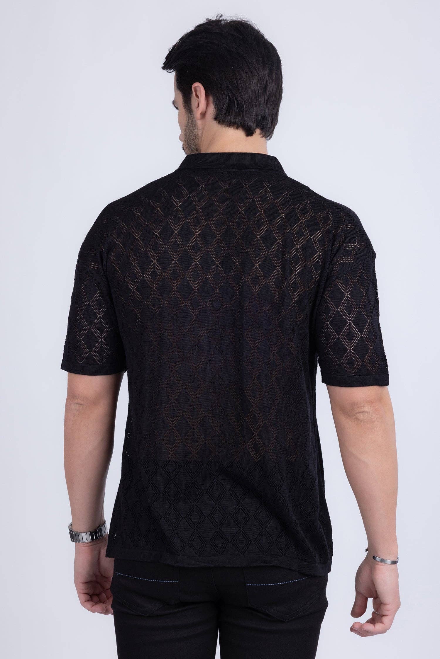 BARABAS - Venta al por mayor Polo - Hombre - Camisetas Polo Transparentes Elásticas Geométricas para Hombre 5P121