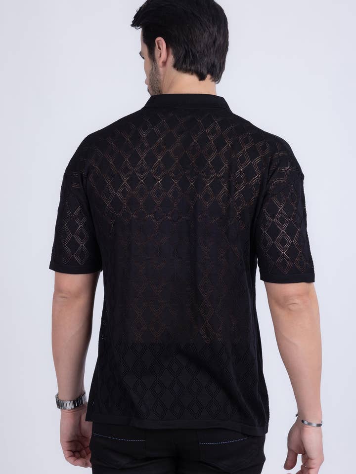 BARABAS - Venta al por mayor Polo - Hombre - Camisetas Polo Transparentes Elásticas Geométricas para Hombre 5P121