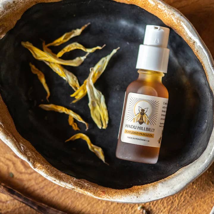 Sore Muscle Oil for wholesale by Hindu Hillbilly Honey