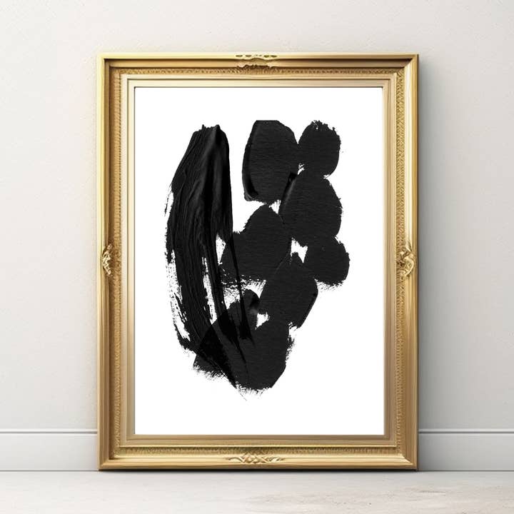 Sort og hvid abstrakt akryl kunsttryk, #6 for engroshandel hos Art and Soul