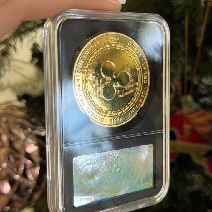 XRP Physical Coin Golden Color in Rectangle Protective Case  for wholesale by Stilnati