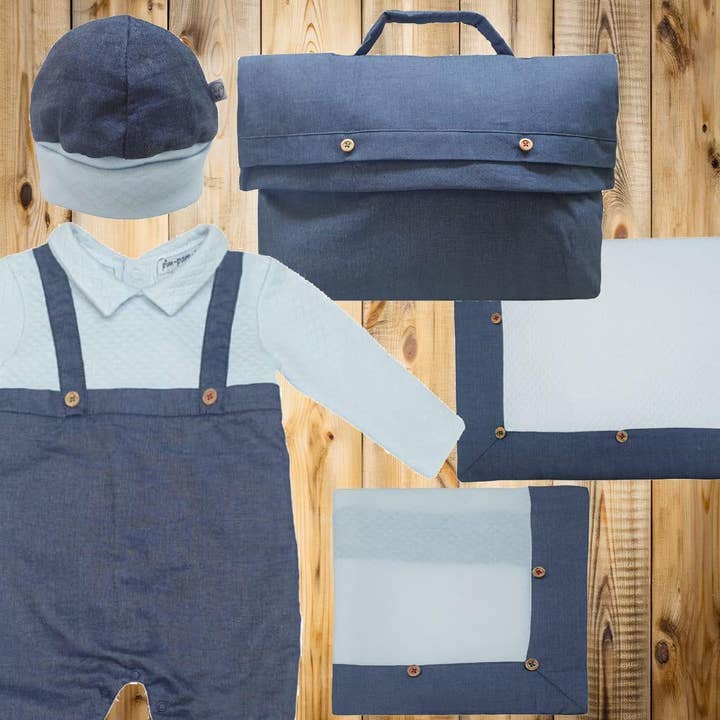 Ensemble Première Petite Tenue Denim 1 Bleu pour la vente par Pim-Pam-Pum