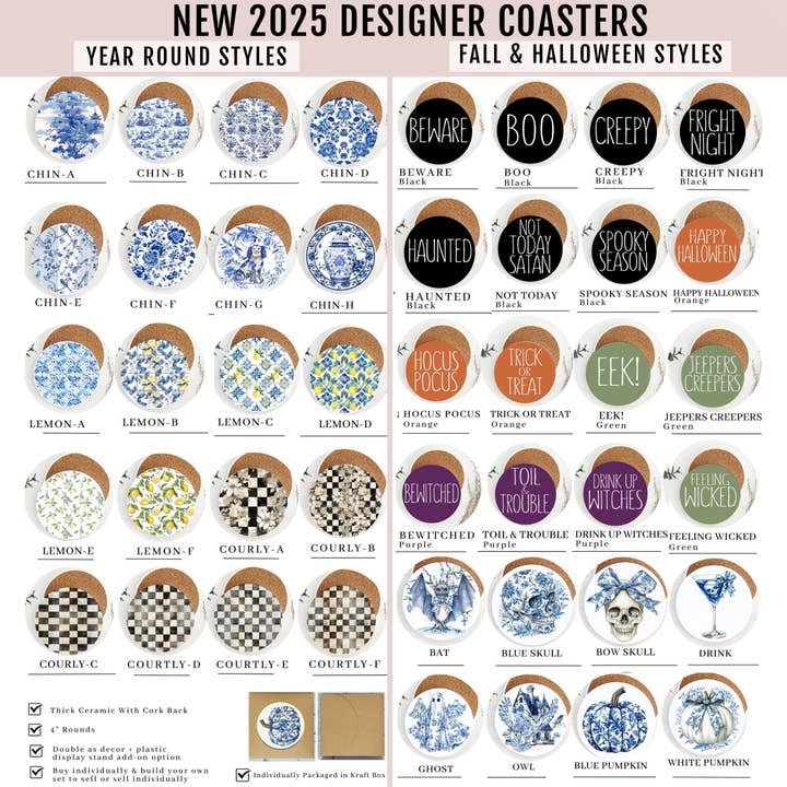 Gia Roma - Wholesale Coasters - Mediterranean Lemon Coasters | Coastal Blue & Yellow Accents