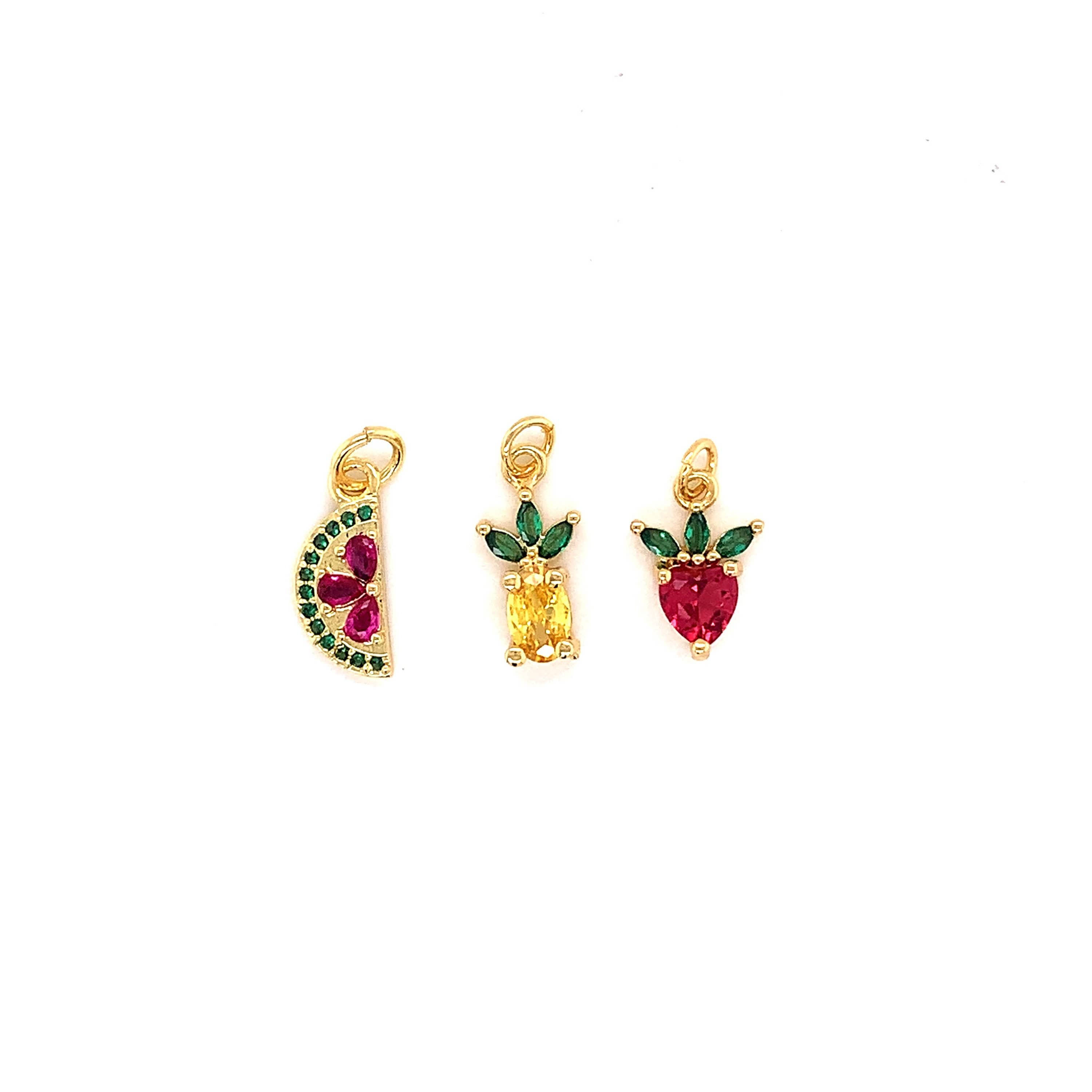 The Bead Bazaar - Wholesale Individual Charm/Pendant - Small Colorful Fruit Charms, Strawberry Charm, Tiny Pineappl1