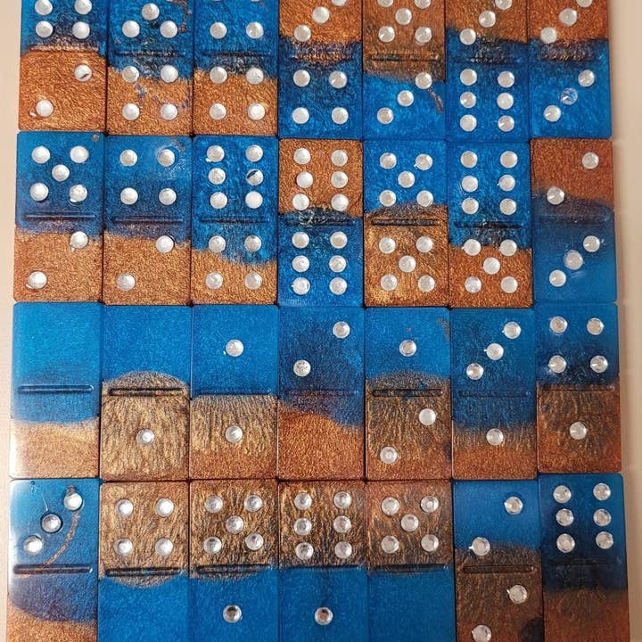 J&M Designs - Vendita all'ingrosso Domino - Set Domino in rame e blu caraibico