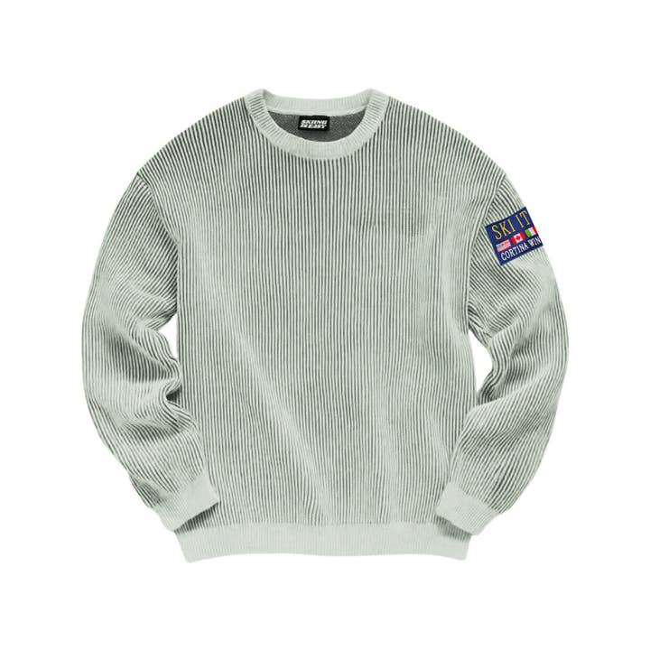 PULL EN MAILLE "SKI ITALIA" | (VERT/BLANC) pour la vente par SKIING IS EASY