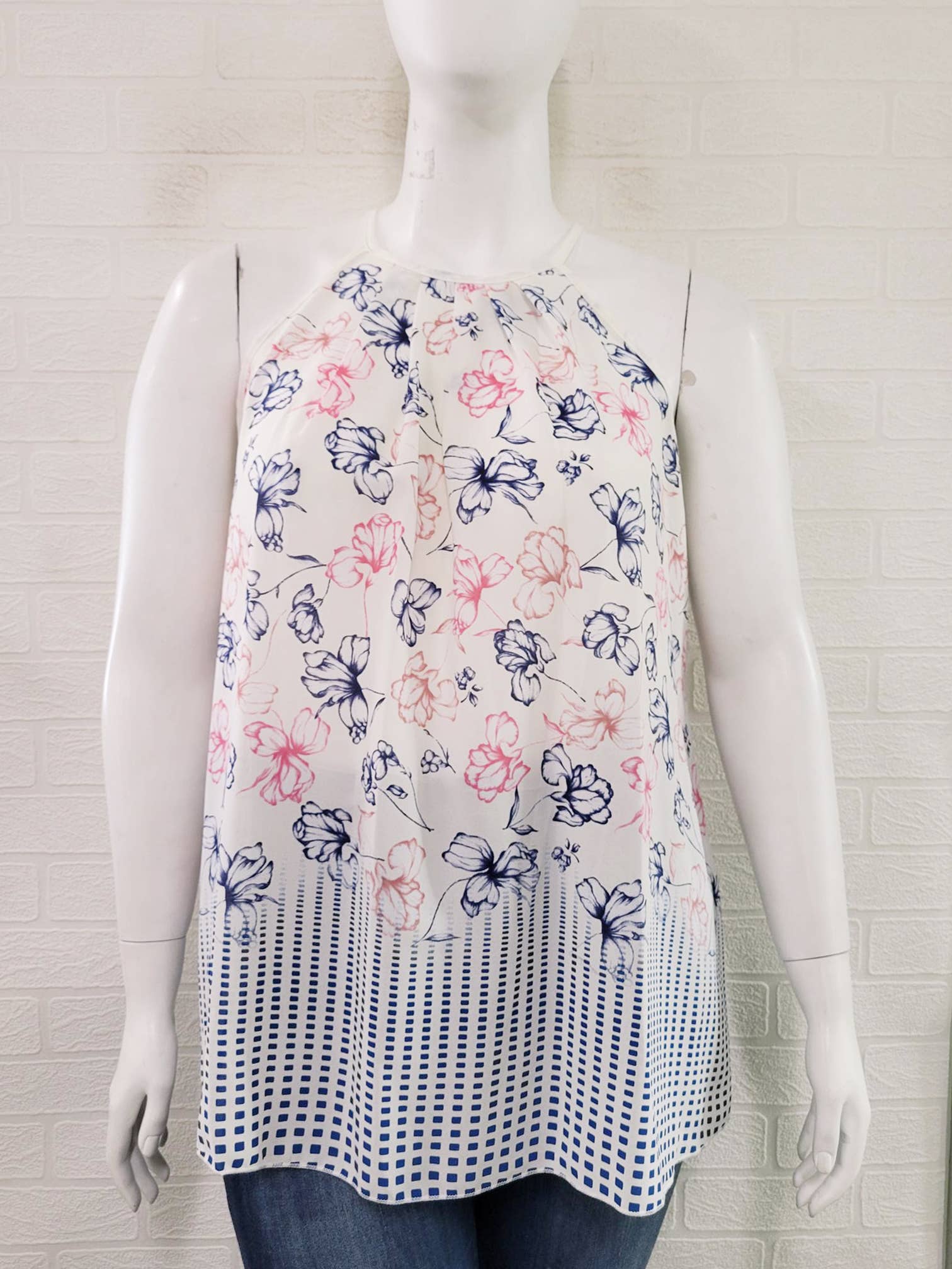 Haute Fox Plus Size & Contemporary – Top interior – Mulher por atacado – Cami com estampa NK Plissada Tamanhos Plus - 14300-DT0