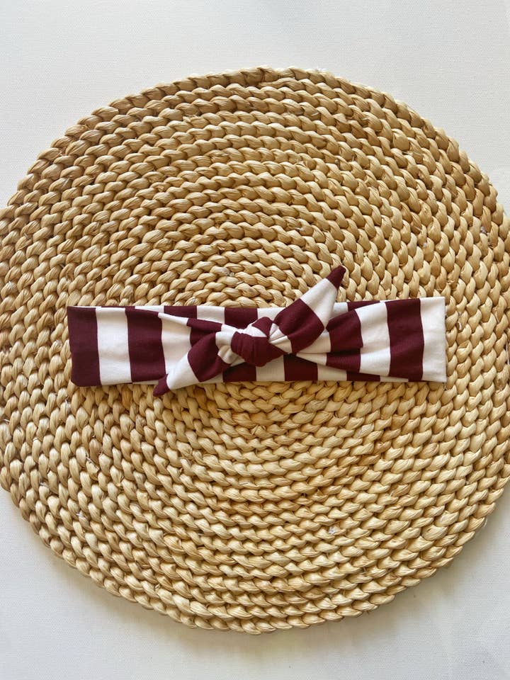 Bourgogne og hvid stribe hovedbøjle for engroshandel hos Twig + Roe