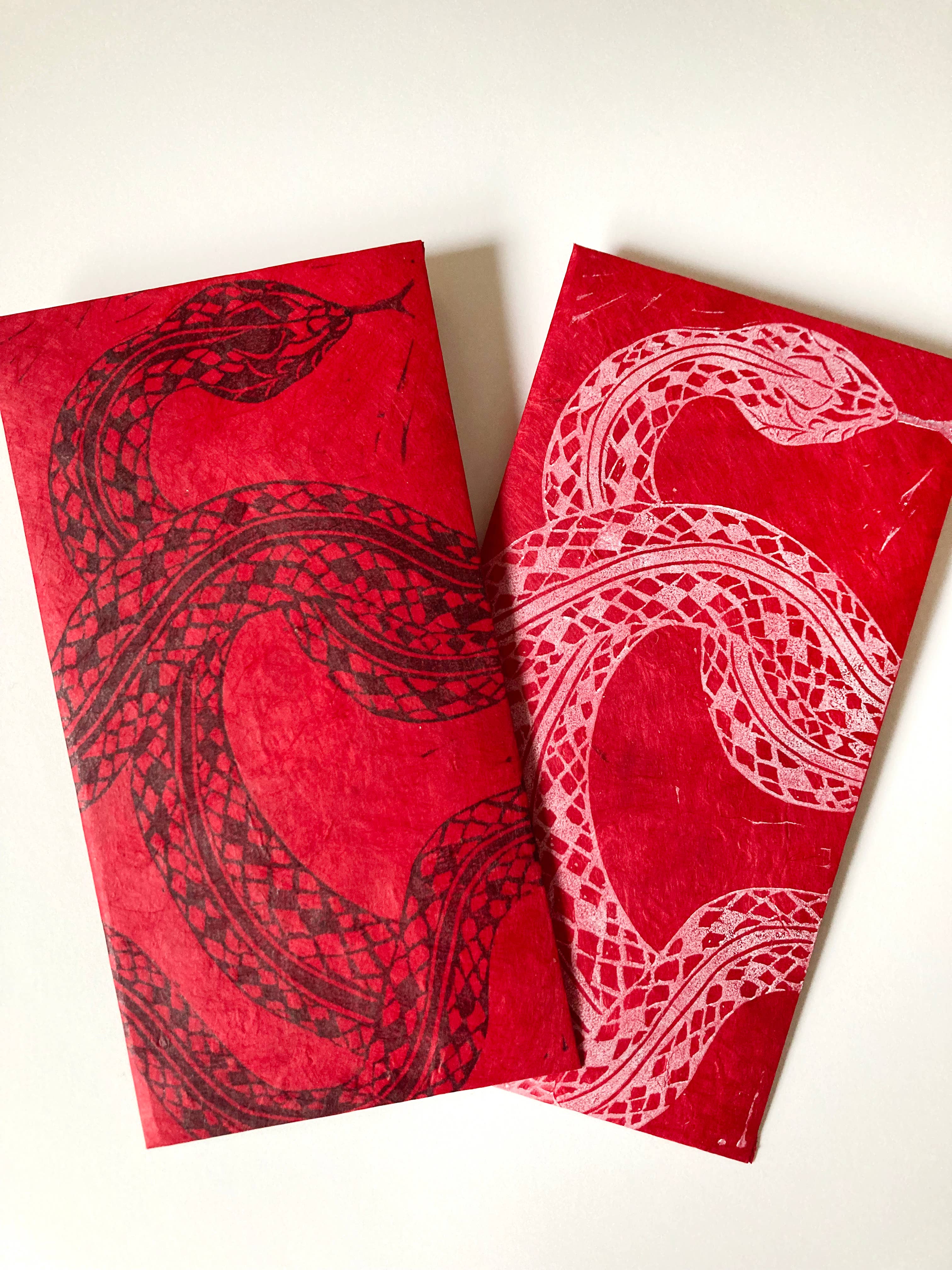 Kathie Studio - Wholesale Envelopes - Snake Blockprinted Lunar New Year Red Envelope