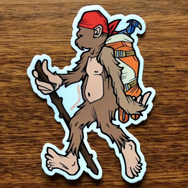 Sprouted Scribbles - Wholesale Sticker - Backpacking Bigfoot Hiking Sticker - Nature Wilderness Funny1