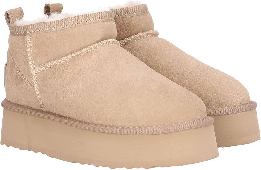 Beige OB5888 OOG Bottines en cuir pour femmes avec fourrure Teddy Beige en vente sur Faire2