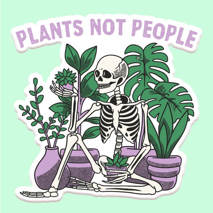 Plants Not People Funny Sticker Decal for wholesale by Mugsby