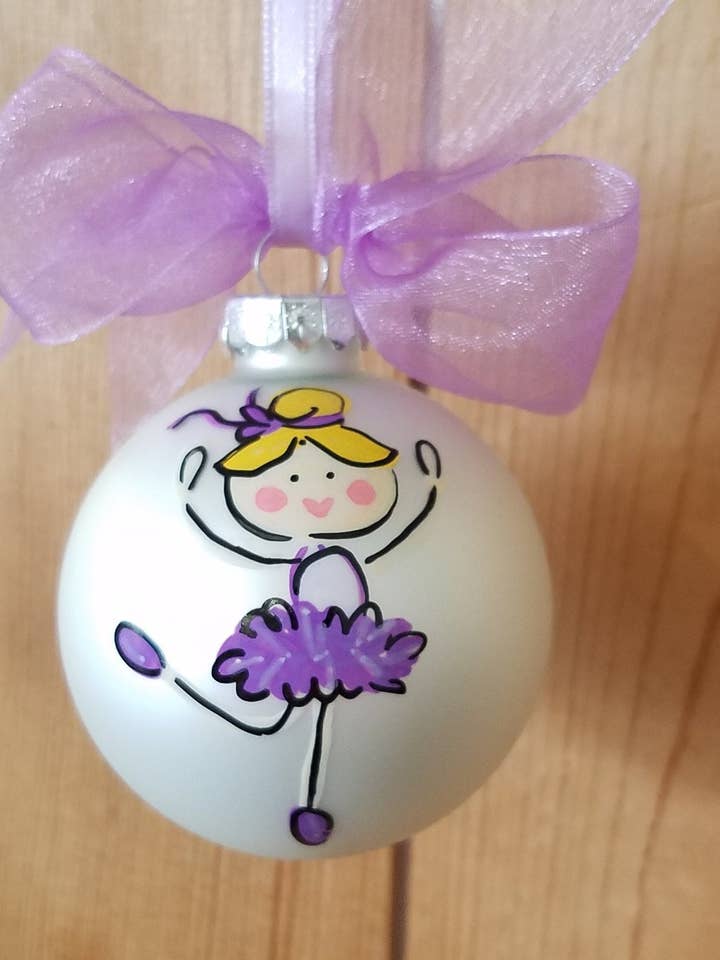 Balarina Hand Painted Glass Christmas Ornament for wholesale by Kirsten in Color