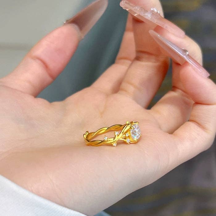 LanLivia - Wholesale Multi-Stone Ring - Gold Vermeil Flower Branch Ring4