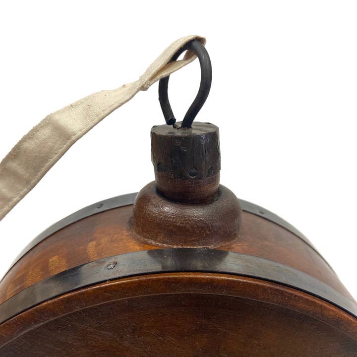 Madison Bay Co. - Historical Home Decor Reproductions - Wholesale Decorative Tabletop Object - 7" Wood Canteen with Muslin Strap (Decorative use only)