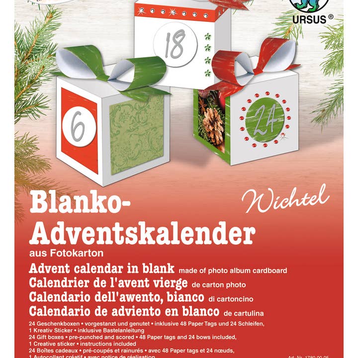 Calendario de adviento en blanco «Wichtel» con cajas de regalo de gnomo para venta al por mayor de URSUS® / Buntpapierfabrik Ludwig Bähr GmbH & Co. KG