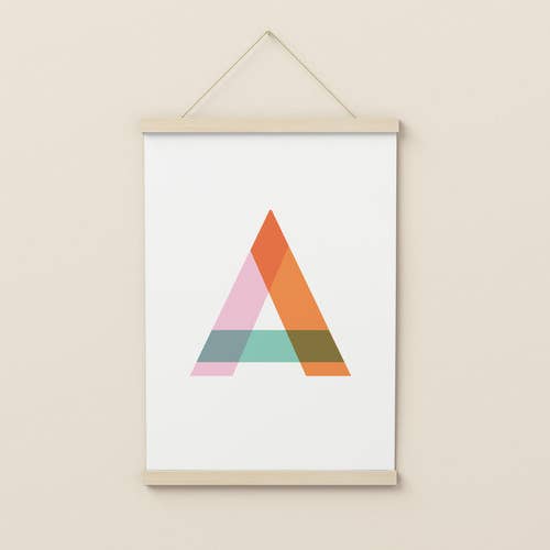 A To Z Alphabet Print, Minimalist, Mid-Century Modern Style for wholesale by Know It All Prints