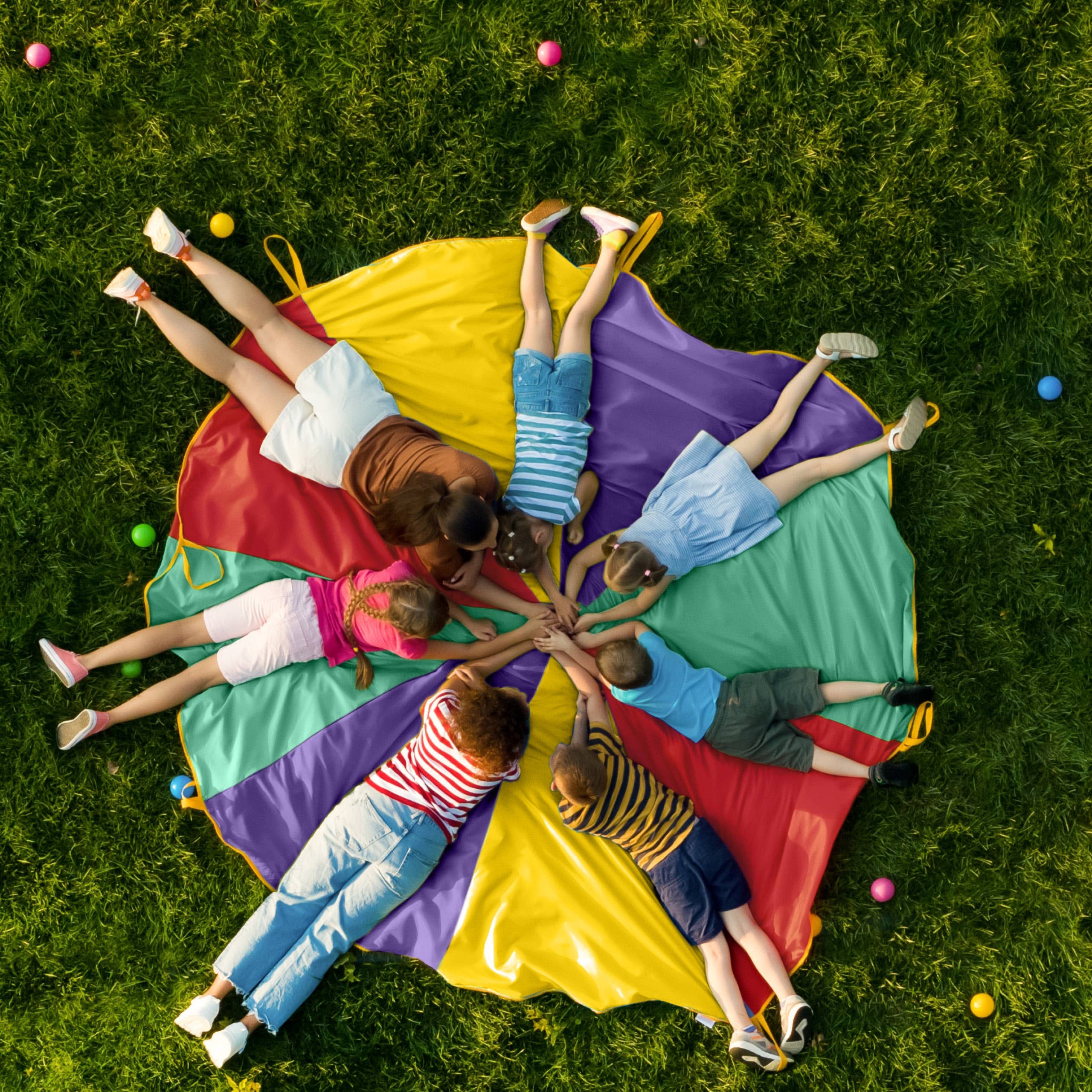 The Twiddlers - Wholesale Tent - Kids - 6ft Parachute Play Tent Kids Game with 8 Handles6