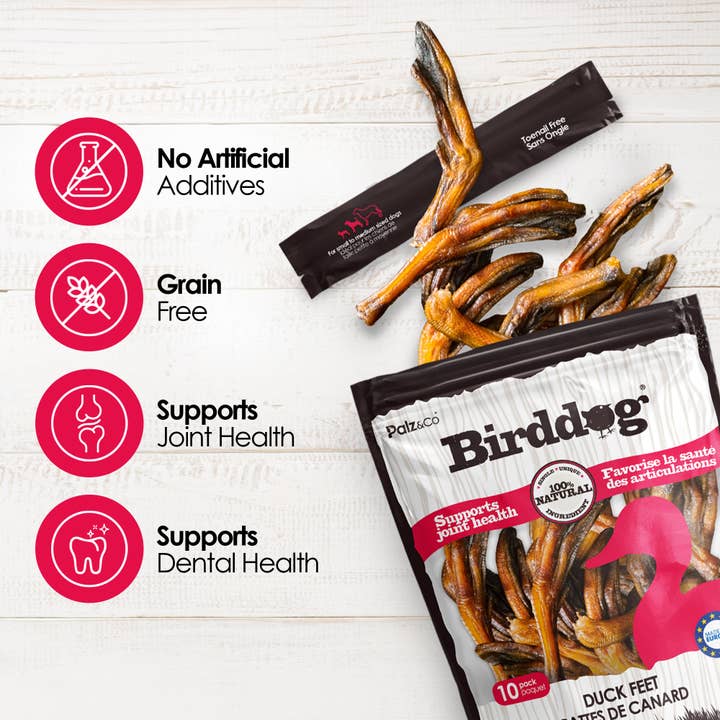 Palz&Co - Wholesale Pet Treats - Dog - Birddog Duck Feet (no nails) - Pack of 10 & 357