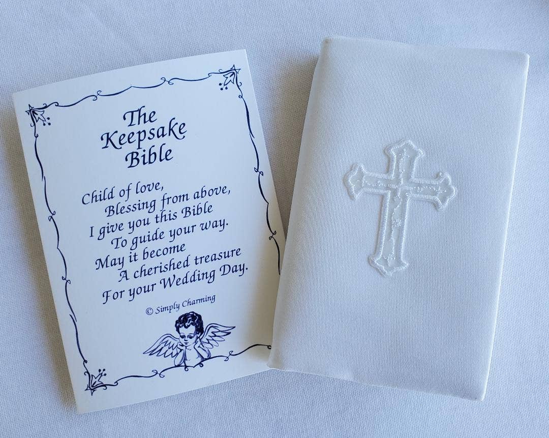 Simply Charming - Wholesale Baby & Toddler Book (0-2) - White Satin Covered Keepsake Baby Bible With Cross3