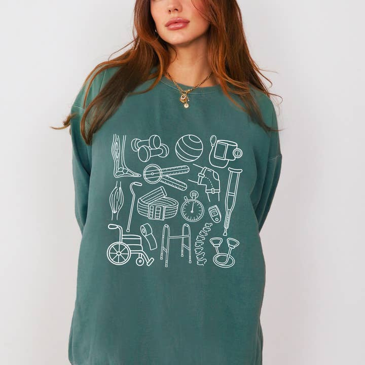 Meg Ann Co. - Wholesale Graphic Sweatshirt - Unisex - Physical Therapy Doodles Crewneck1