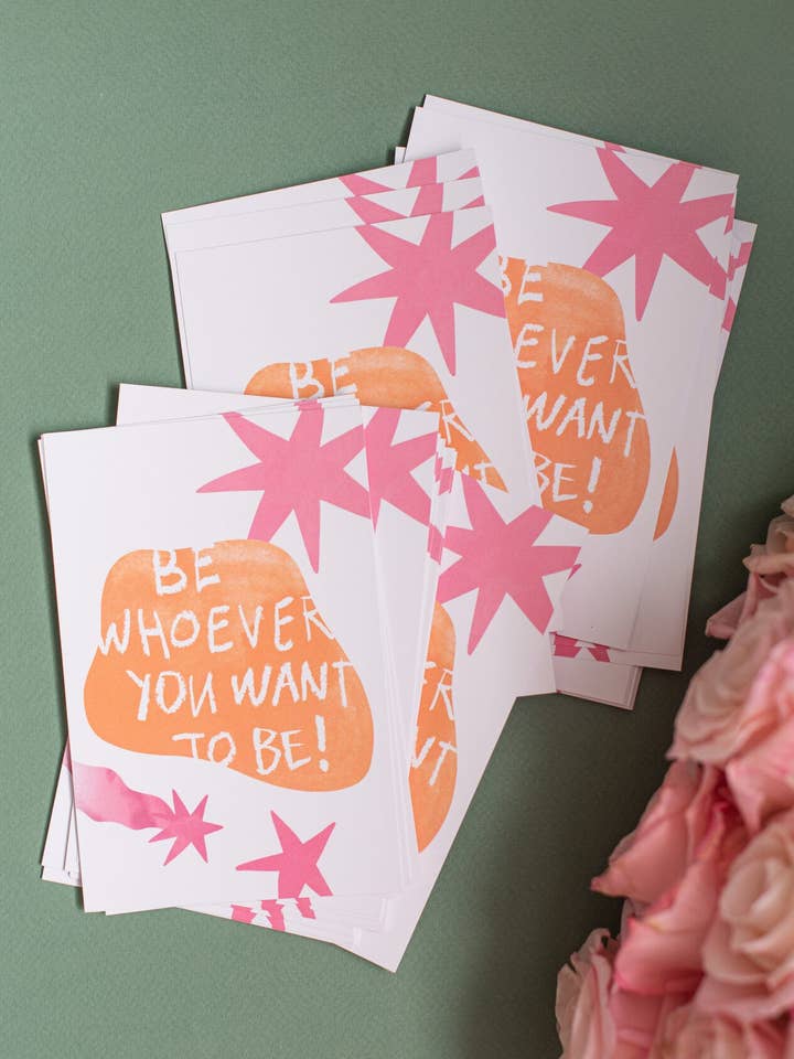 Greeting card 10x15 cm 'Be whoever you want to be' (white) for wholesale by Printfluence.me